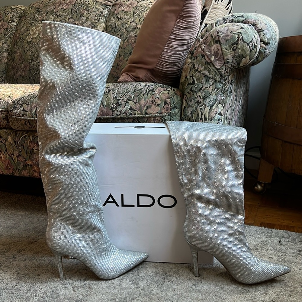 Silver rhinestone Aldo boots